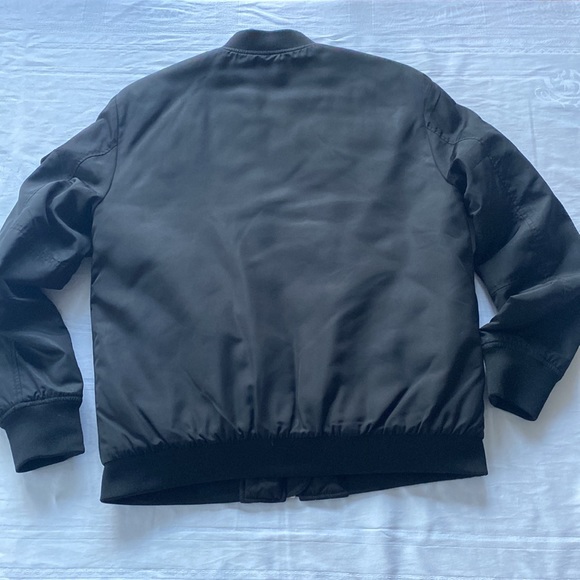 Zara black bomber style jacket. Light weight, quilted interior, zip front. Small - Picture 3 of 8